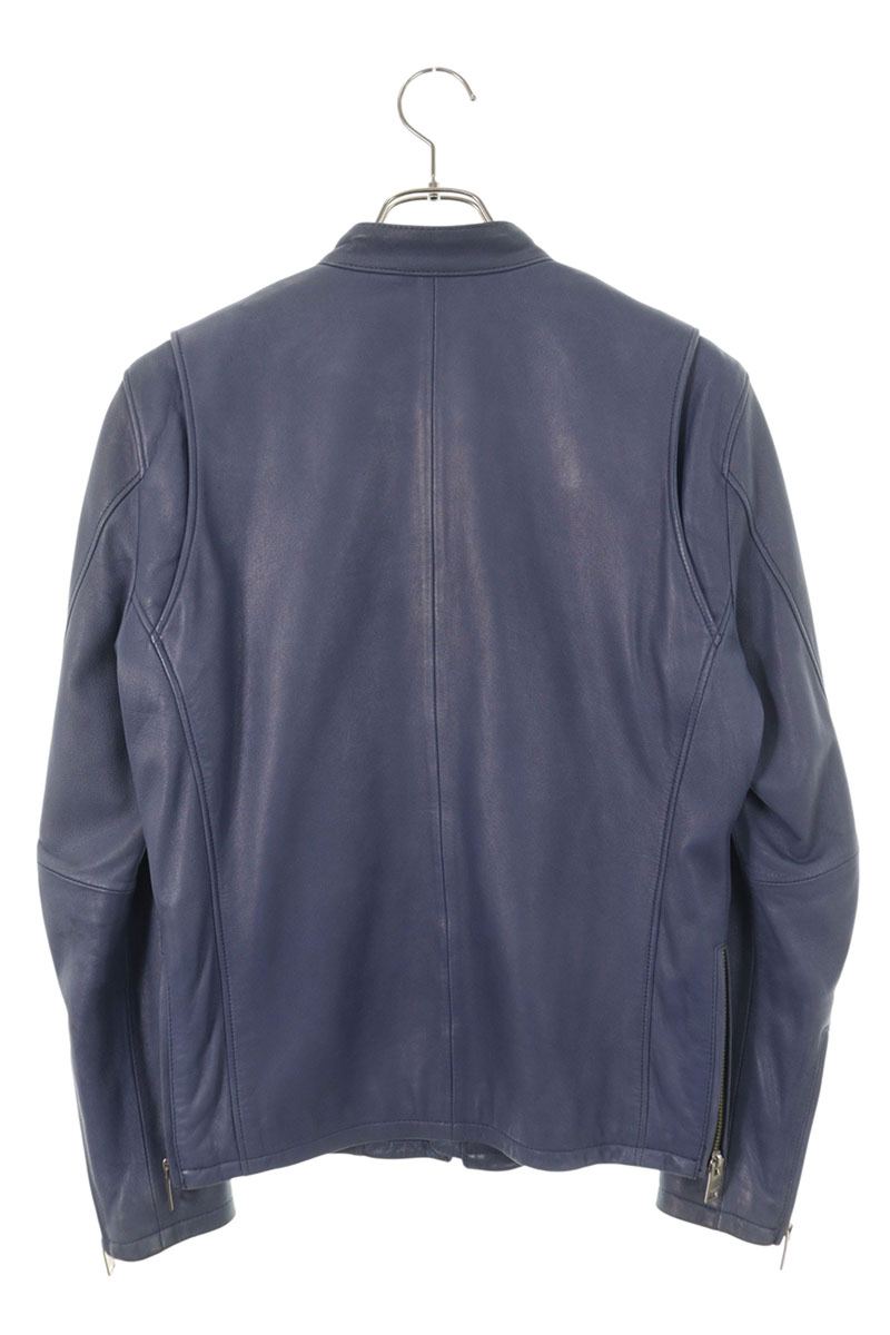 GALLIS ADDICTION Lamb Leather Zip-Up Jacket Navy Size L