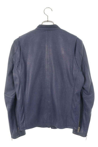 GALLIS ADDICTION Lamb Leather Zip-Up Jacket Navy Size L