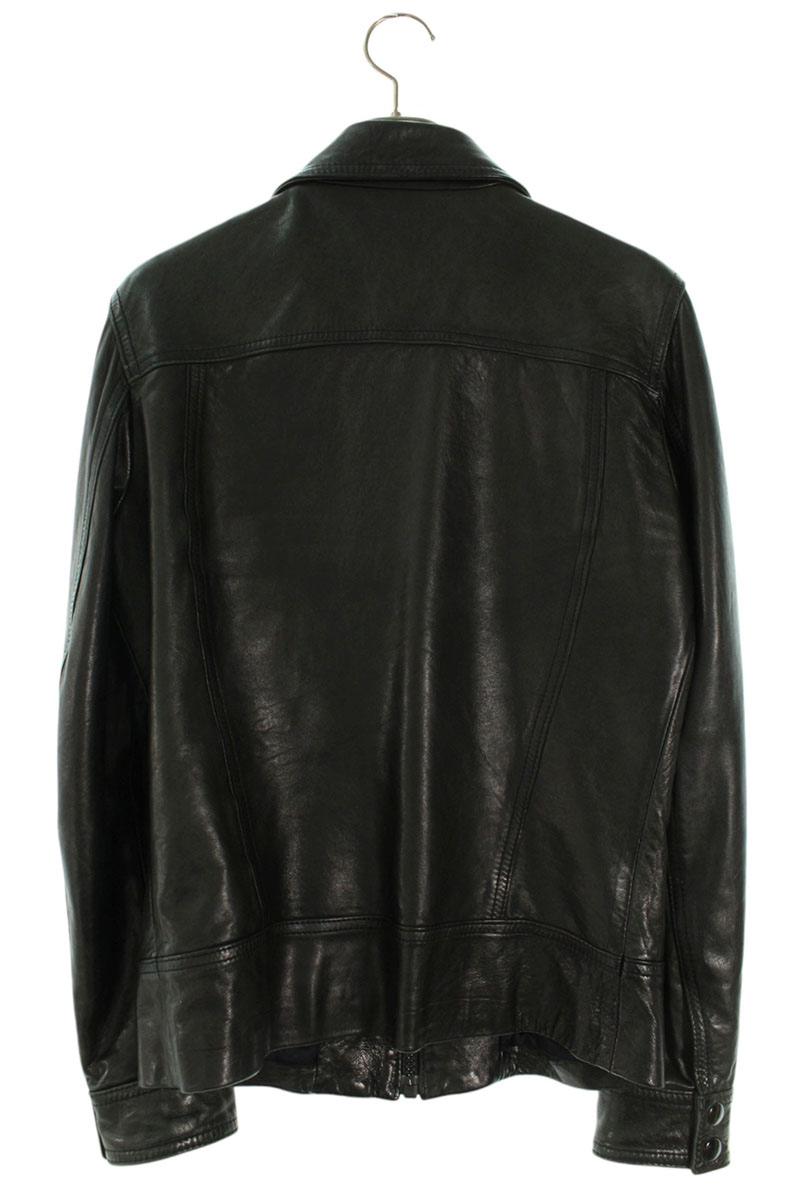 DOLCE & GABBANA Lamb Leather Logo Plate Jacket Black Size S