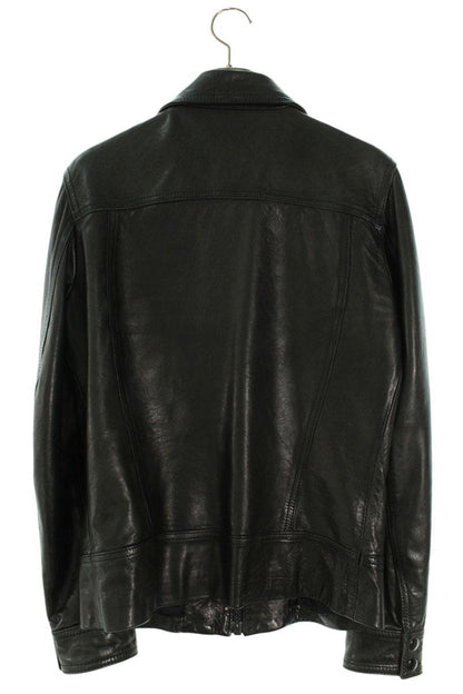 DOLCE & GABBANA Lamb Leather Logo Plate Jacket Black Size S