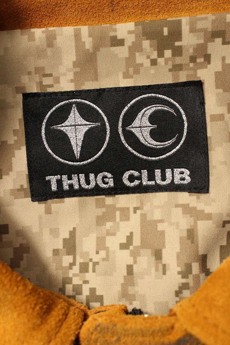 THUG CLUB Bio Soldier Suede Leather Jacket Brown Size L