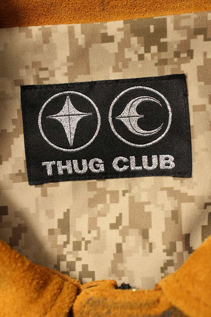 THUG CLUB Bio Soldier Suede Leather Jacket Brown Size L