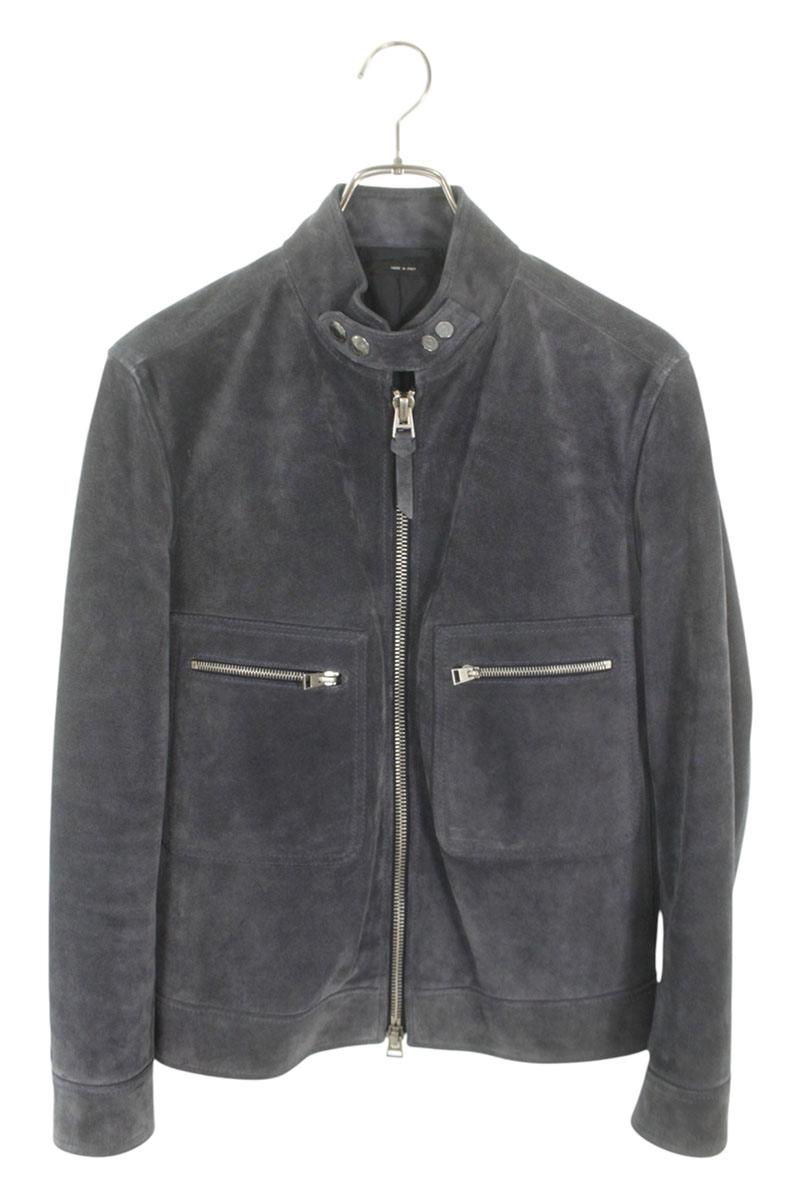 TOMFORD Cowhide Suede Single Rider Jacket Gray Size S