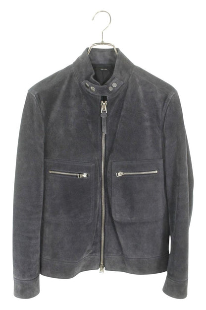 TOMFORD Cowhide Suede Single Rider Jacket Gray Size S