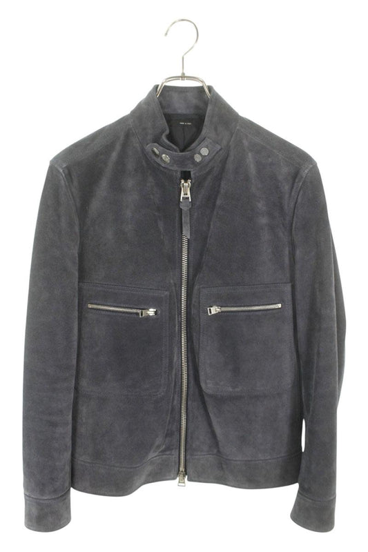 TOMFORD Cowhide Suede Single Rider Jacket Gray Size S