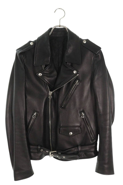 LITHIUM HOMME Leather Double Riders Jacket Black Size 46