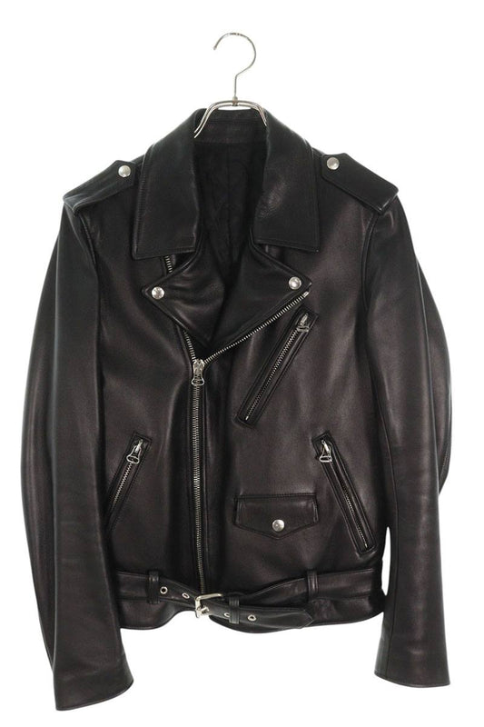 LITHIUM HOMME Leather Double Riders Jacket Black Size 46
