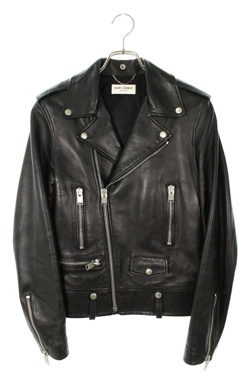 SAINT LAURENT PARIS Black L01 Lambskin Biker Jacket Size XS