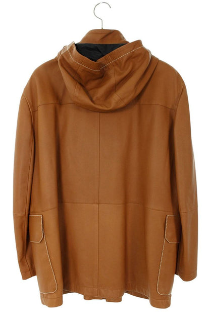 LOEWE Brown Lamb Leather Hooded Zip-Up Jacket Size XXL