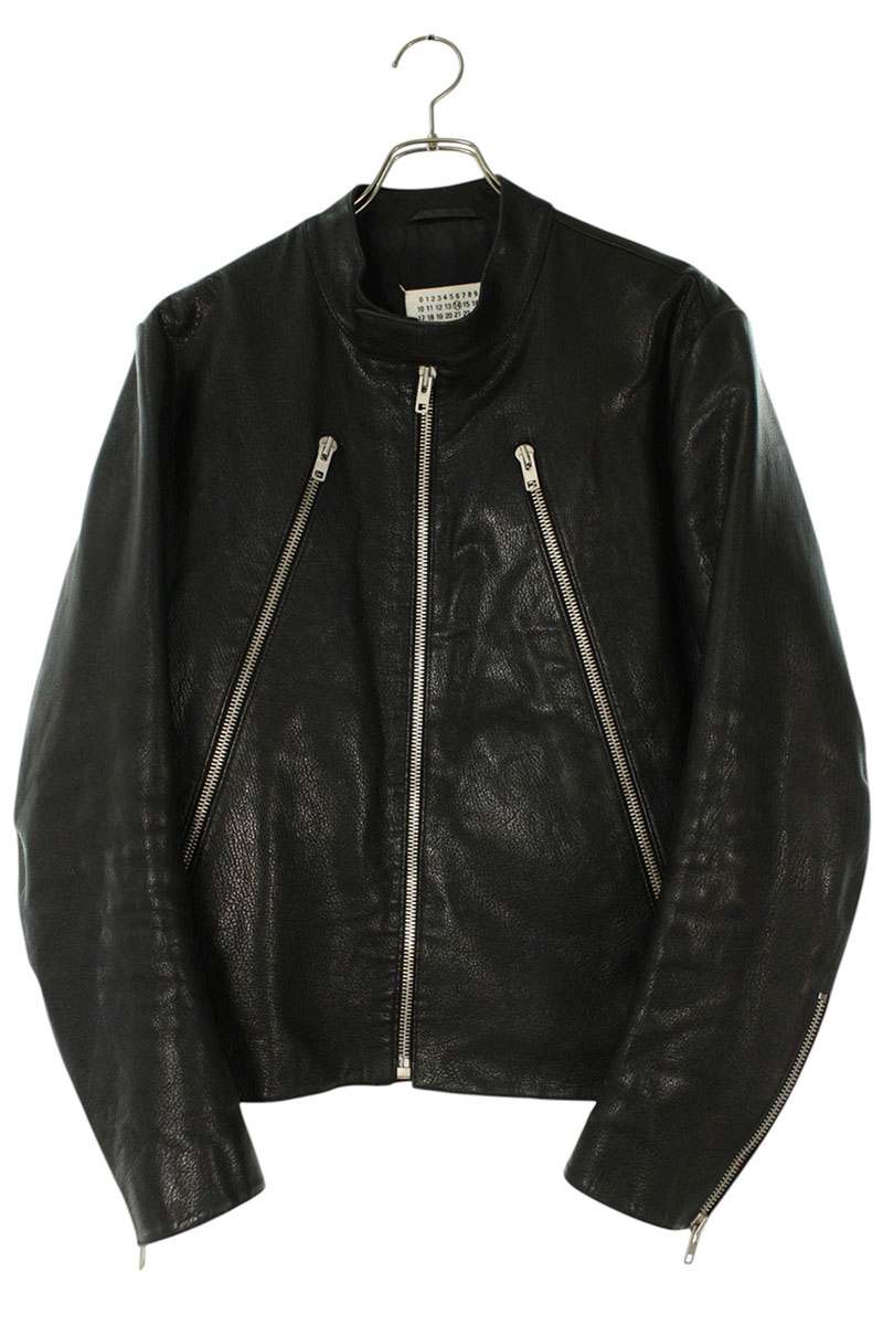 Maison Margiela 20SS 5ZIP Leather Rider Jacket Black Size M