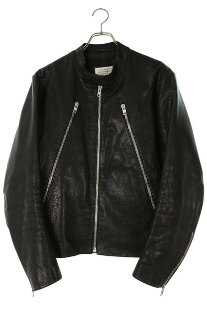 Maison Margiela 20SS 5ZIP Leather Rider Jacket Black Size M