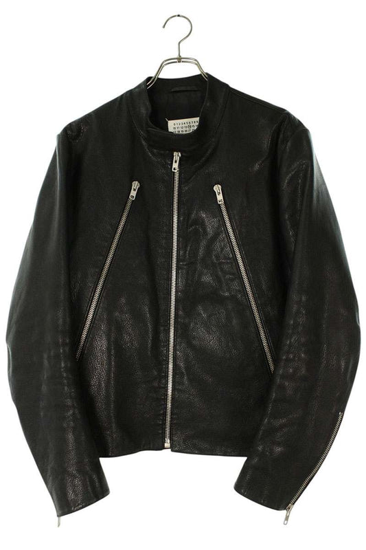 Maison Margiela 20SS 5ZIP Leather Rider Jacket Black Size M