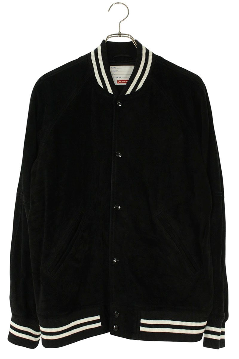 SUPREME 17SS Suede Varsity Jacket Black Size M