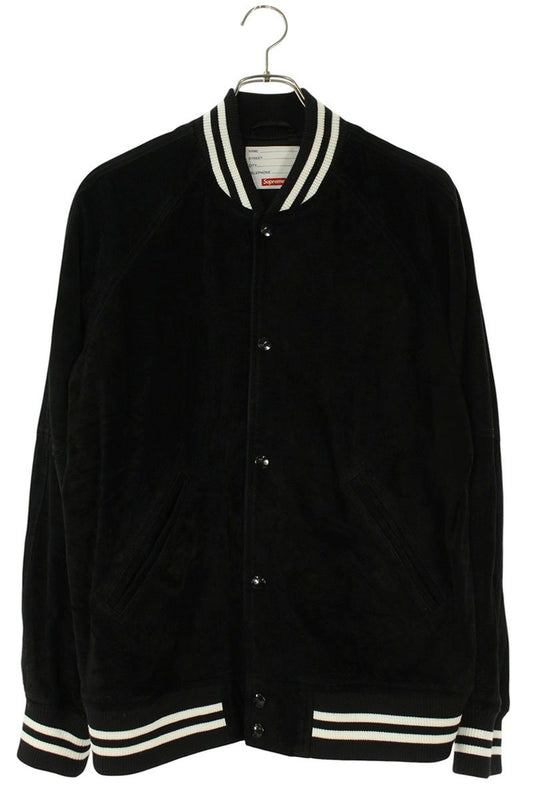 SUPREME 17SS Suede Varsity Jacket Black Size M