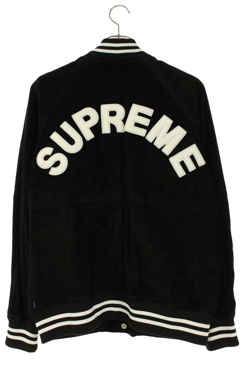 SUPREME 17SS Suede Varsity Jacket Black Size M