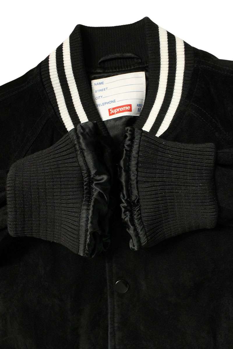 SUPREME 17SS Suede Varsity Jacket Black Size M