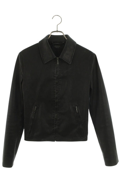 GUCCI Black Washed Stretch Nappa Leather Jacket Size S