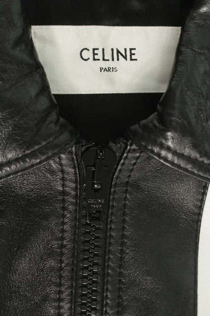 CELINE Bicolor Soft Lambskin Teddy Leather Jacket Size M