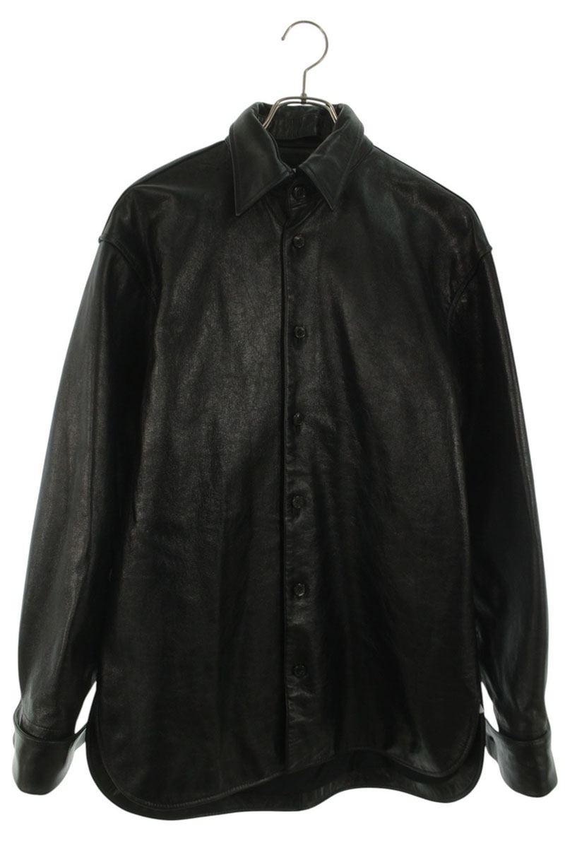 DRIES VAN NOTEN 25AW Black Adjustable Leather Shirt Size S