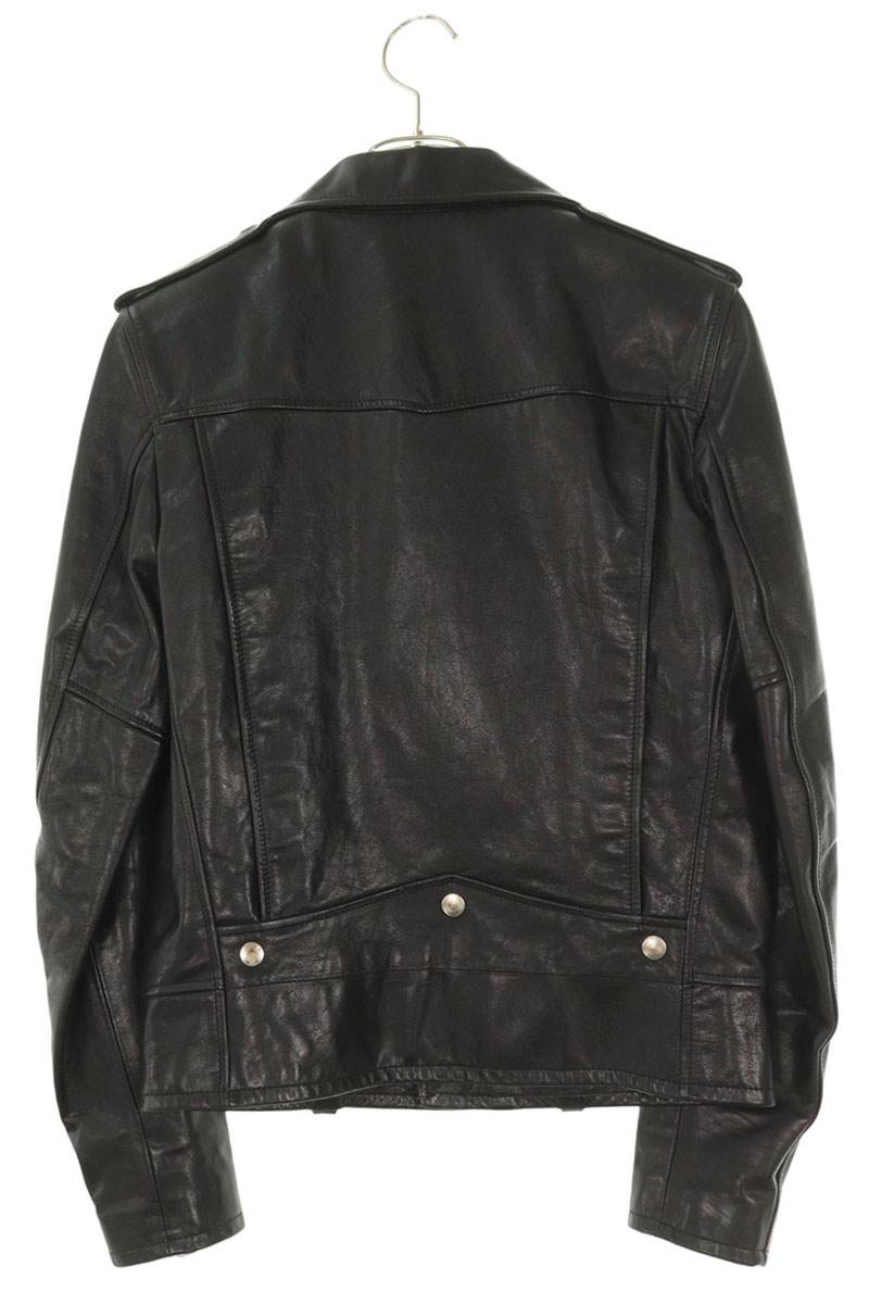 SAINT LAURENT PARIS L01 Black Silver Cowhide Biker Size XS