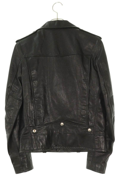 SAINT LAURENT PARIS L01 Black Silver Cowhide Biker Size XS