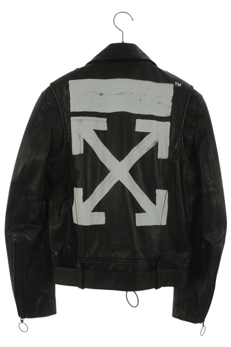 OFF-WHITE 17AW Arrow Print Dbl Rider Leather Jkt Size XS
