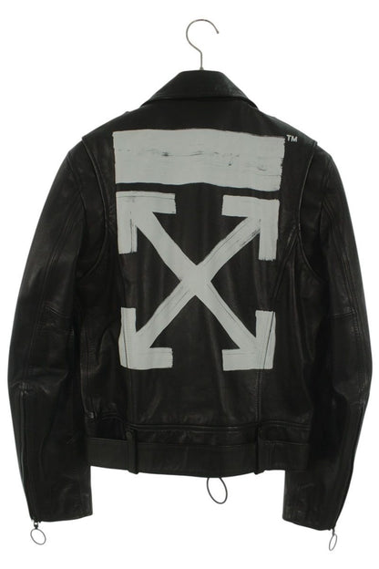 OFF-WHITE 17AW Arrow Print Dbl Rider Leather Jkt Size XS