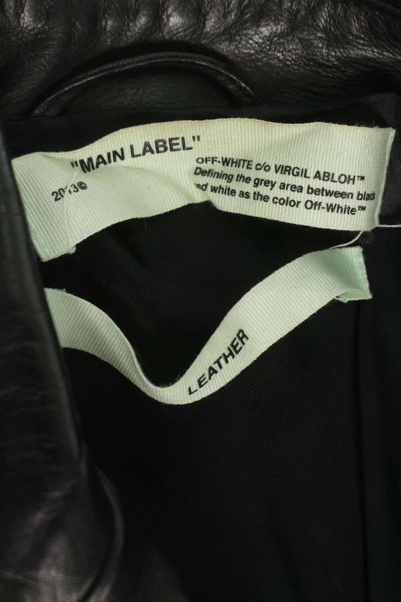 OFF-WHITE 17AW Arrow Print Dbl Rider Leather Jkt Size XS