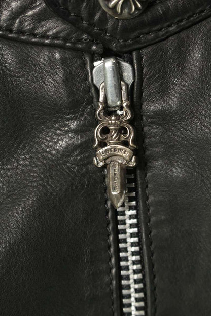 Chrome Hearts EZ RIDER Dagger Half Zip Leather Jacket Size M