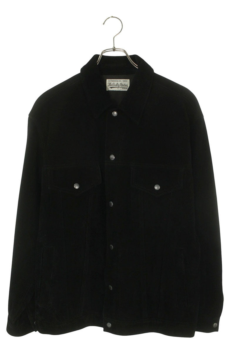 WACKO MARIA Black Suede Leather Trucker Jacket Size L