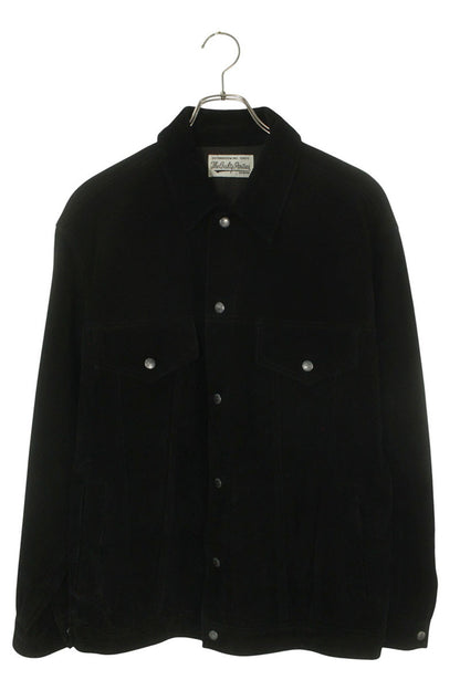 WACKO MARIA Black Suede Leather Trucker Jacket Size L