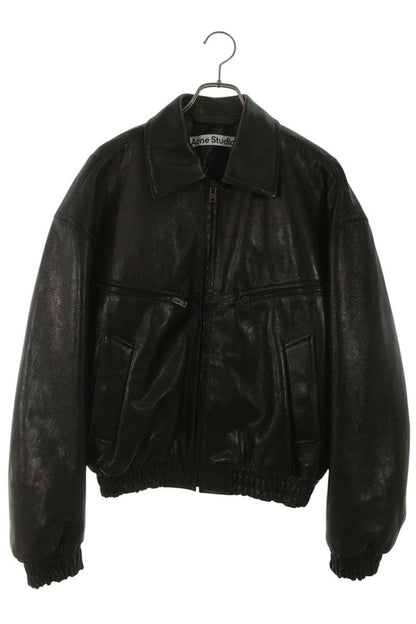 ACNE STUDIOS Dark Green Lambskin Bomber Jacket Size S