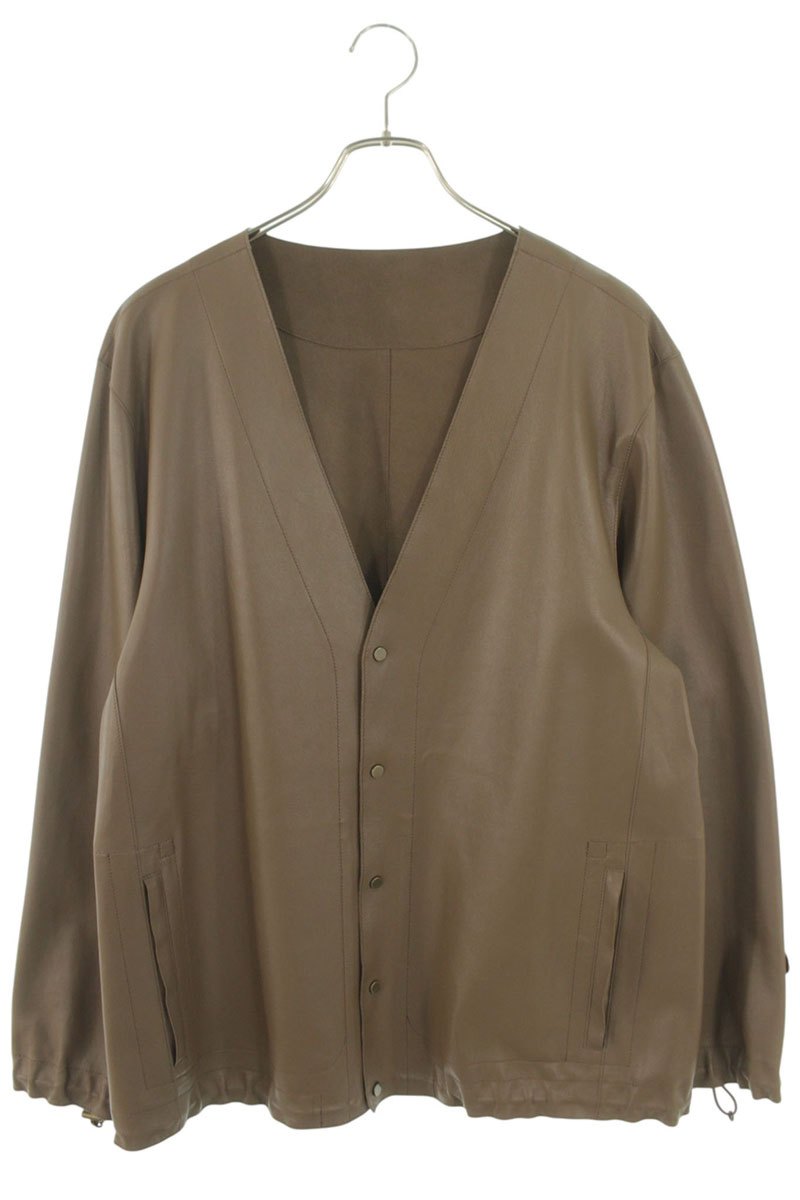 Magnu Brown Lamb Leather No-Collar Jacket Size L