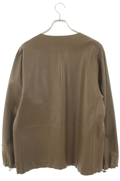Magnu Brown Lamb Leather No-Collar Jacket Size L