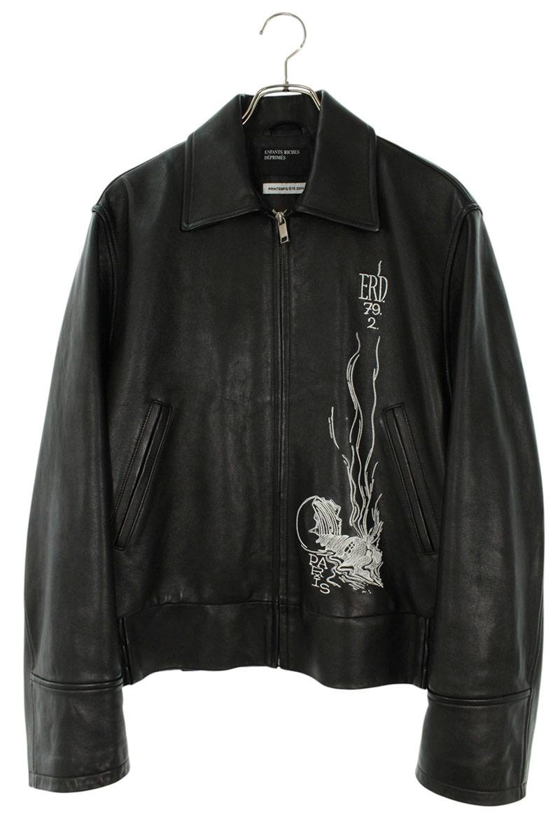 ENFANTS RICHES DEPRIMES Black Zip-Up Cow Leather Size S