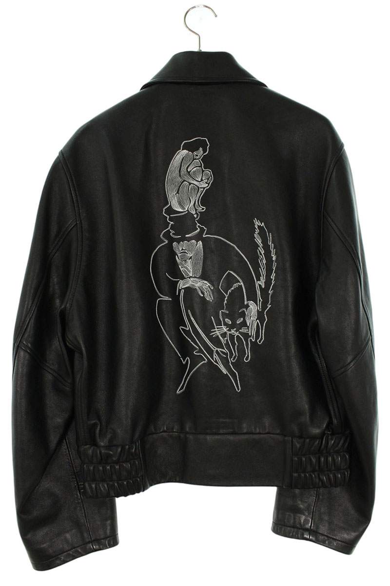 ENFANTS RICHES DEPRIMES Black Zip-Up Cow Leather Size S