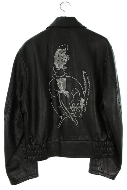 ENFANTS RICHES DEPRIMES Black Zip-Up Cow Leather Size S