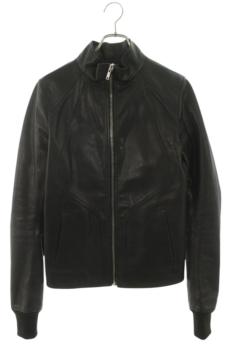 Rick Owens Intarsia Single Zip Leather Jacket Black Size S