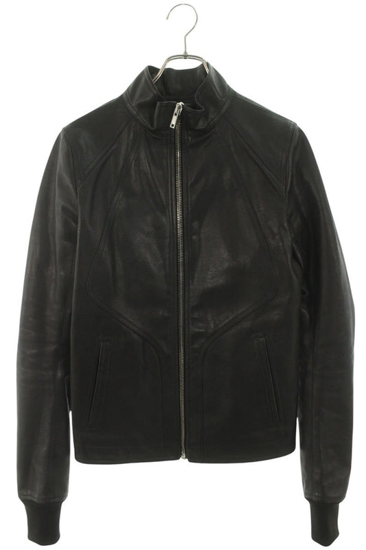 Rick Owens Intarsia Single Zip Leather Jacket Black Size S