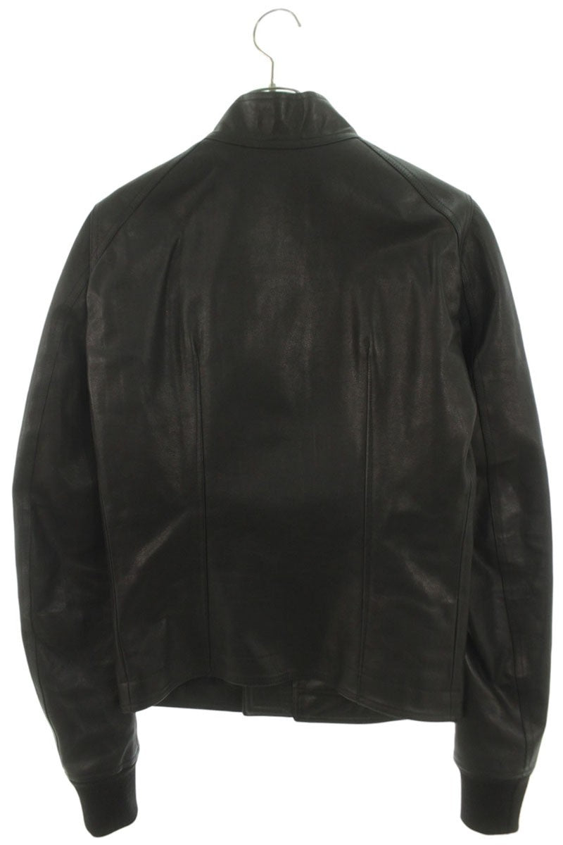 Rick Owens Intarsia Single Zip Leather Jacket Black Size S