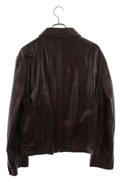 ACNE STUDIOS Brown Single Zip Leather Jacket Size L