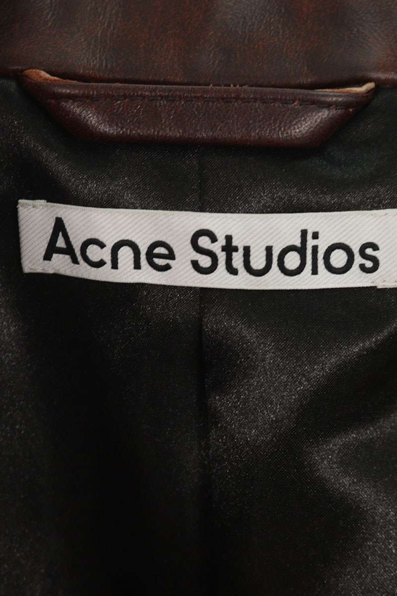 ACNE STUDIOS Brown Single Zip Leather Jacket Size L