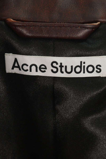 ACNE STUDIOS Brown Single Zip Leather Jacket Size L