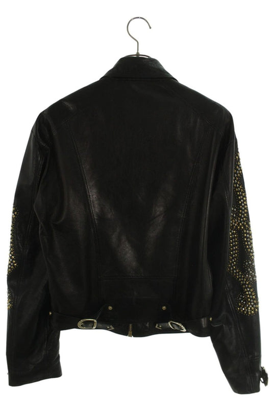 Versace Multi Gold Studded Leather Jacket Size S