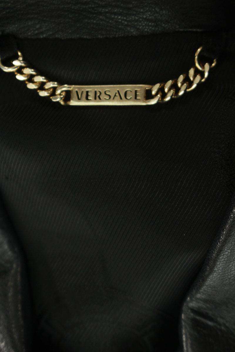 Versace Multi Gold Studded Leather Jacket Size S