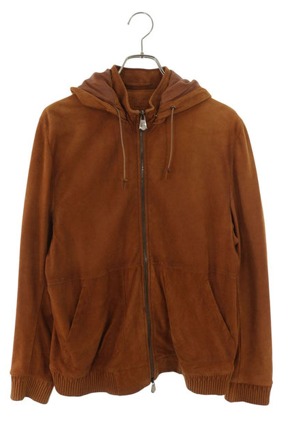Berluti Brown Patina Suede Packable Hoodie Jacket Size A50