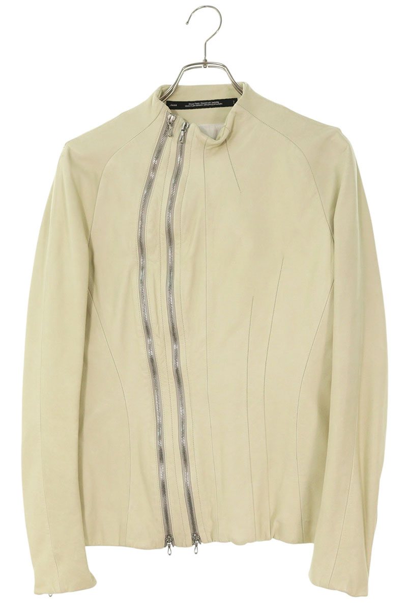 JULIUS Off White Cowhide Double Zip Leather Jacket Size S