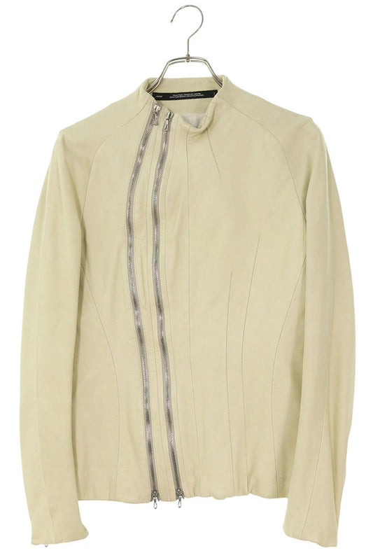 JULIUS Off White Cowhide Double Zip Leather Jacket Size S