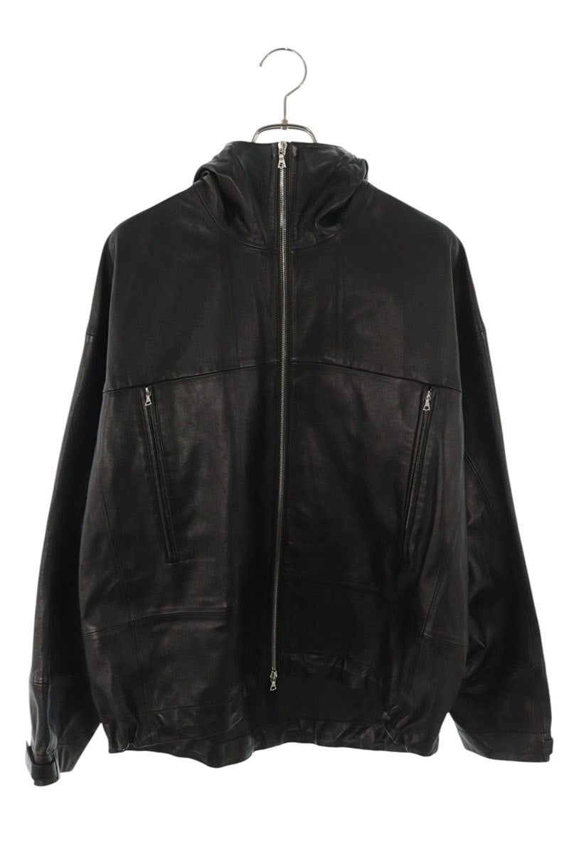 OUR LEGACY Hooded Calfskin Leather Jacket Black Size S