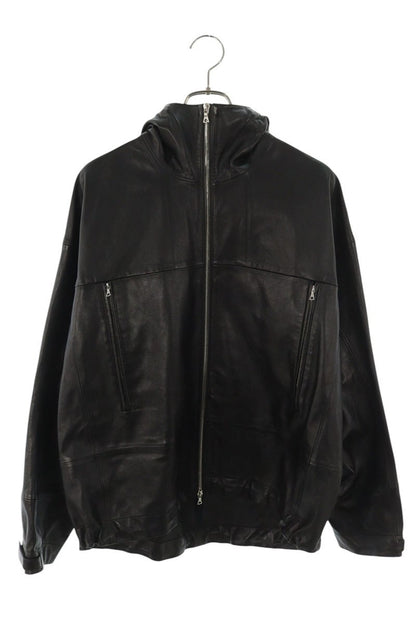 OUR LEGACY Hooded Calfskin Leather Jacket Black Size S